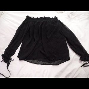 Off the shoulder long sleeved black blouse